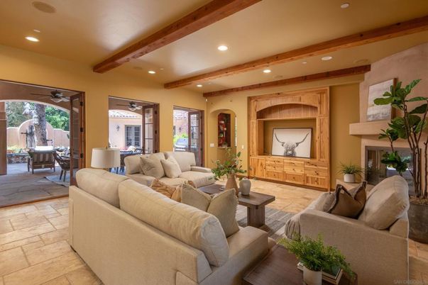 Interior, Living room, Recessed Lighting, Wooden Beams