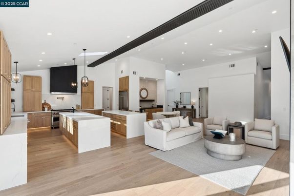 Interior, Kitchen, Living room, Pendant Lights, Recessed Lighting, Wood Texture Flooring