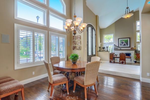 Chandelier, Dining room, Interior, Pendant Lights, Wood Texture Flooring