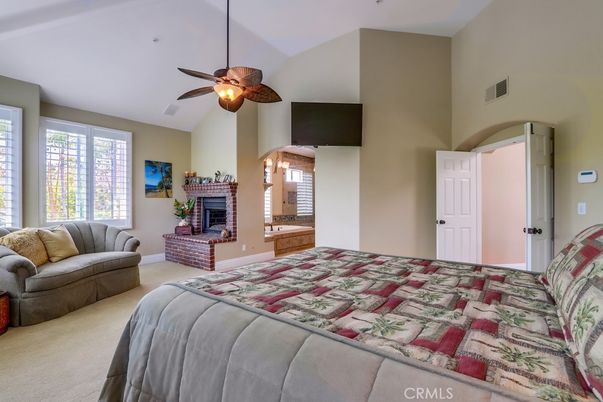 Bedroom, Fireplace, Interior