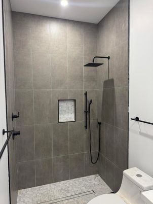 Bathroom, Glass Shower, Interior, Recessed Lighting