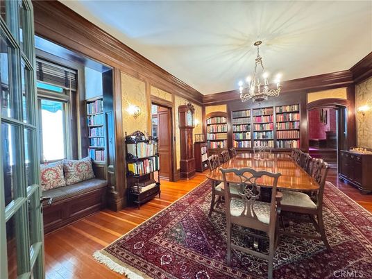Chandelier, Dining room, Interior, Wood Texture Flooring