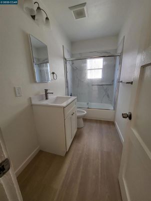 Bathroom, Interior, Marble Walls, Wood Texture Flooring