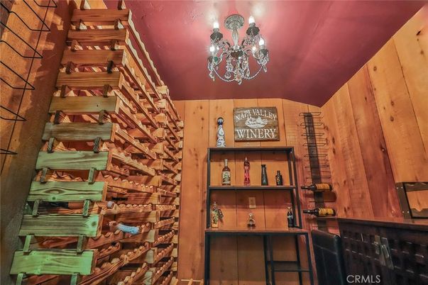 Chandelier, Interior, Wine Storage, Wooden Walls