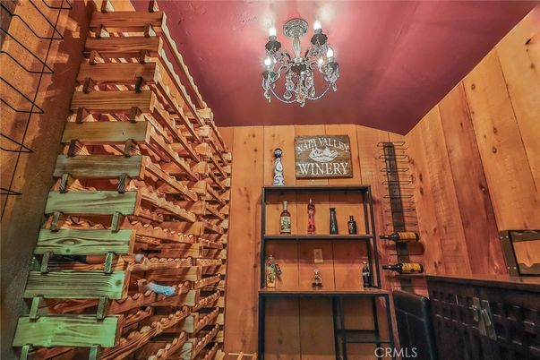 Chandelier, Interior, Wine Storage, Wooden Walls