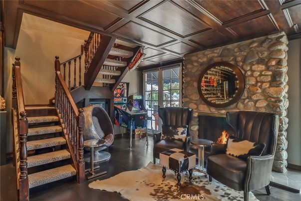 Fireplace, Interior, Stone Walls, Wooden Ceilings