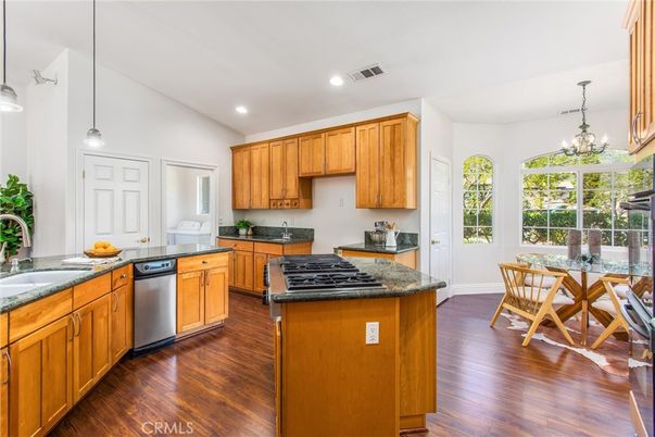 Chandelier, Dining room, Interior, Kitchen, Pendant Lights, Recessed Lighting, Wood Texture Flooring