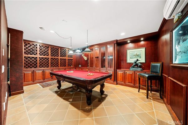 Billiard Table, Game Room, Interior, Pendant Lights, Recessed Lighting, Wooden Walls