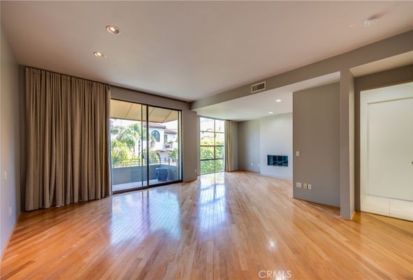 Empty room, Fireplace, Interior, Recessed Lighting, Wood Texture Flooring