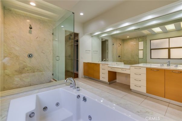 Bathroom, Dual Sink Vanities, Glass Shower, Interior, Recessed Lighting