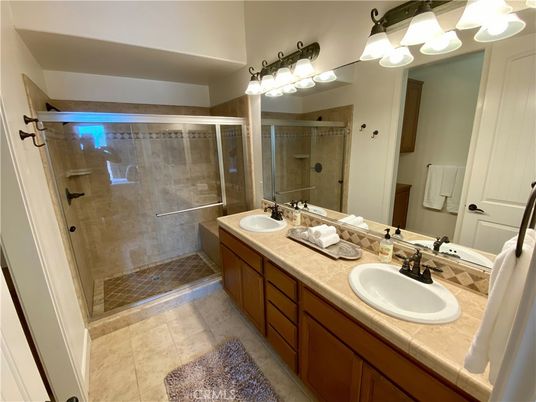 Bathroom, Dual Sink Vanities, Glass Shower, Interior, Tile Countertops