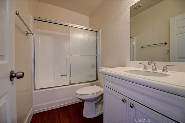 Bathroom, Glass Shower, Interior, Wood Texture Flooring