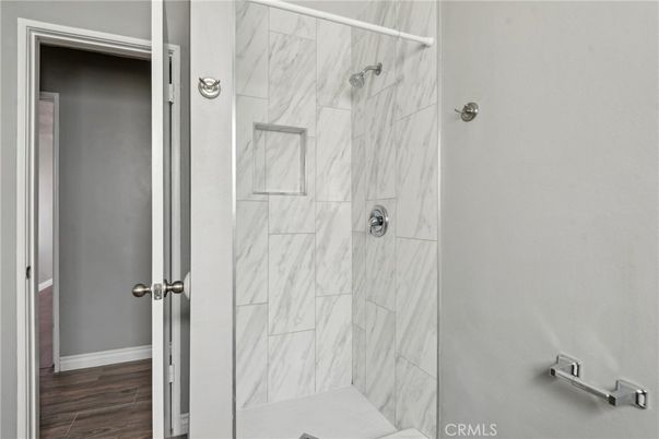 Bathroom, Interior, Marble Walls, Wood Texture Flooring