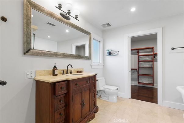 Bathroom, Interior, Recessed Lighting, Wood Texture Flooring