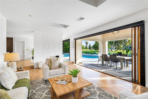 Dining room, Interior, Living room, Recessed Lighting, Wood Texture Flooring