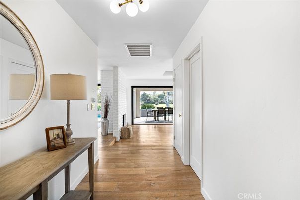 Interior, Kitchen, Marble Walls, Pendant Lights, Recessed Lighting, Wood Texture Flooring