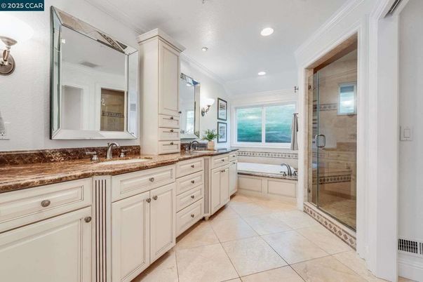 Bathroom, Dual Sink Vanities, Glass Shower, Interior, Recessed Lighting