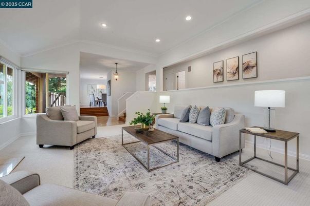 Interior, Living room, Pendant Lights, Recessed Lighting, Wood Texture Flooring
