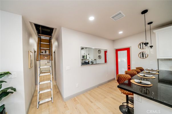 Home Office, Interior, Pendant Lights, Recessed Lighting, Wood Texture Flooring