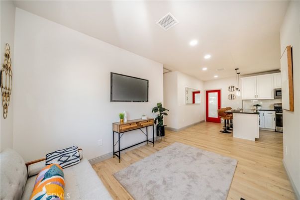Interior, Kitchen, Pendant Lights, Recessed Lighting, Wood Texture Flooring