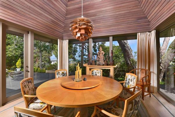 Chandelier, Dining room, Interior, Sun Room, Wooden Ceilings, Wood Texture Flooring