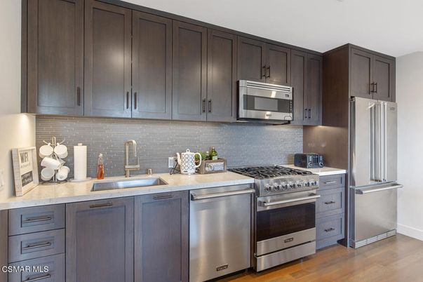 Interior, Kitchen, Stainless Steel Appliances, Wood Texture Flooring
