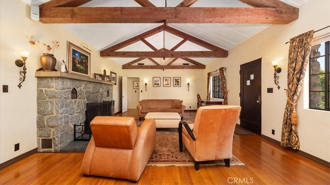 Fireplace, Interior, Living room, Wooden Beams, Wood Texture Flooring