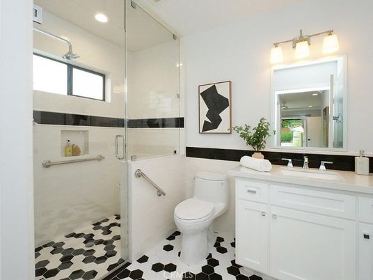 Bathroom, Glass Shower, Interior, Recessed Lighting