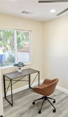 Home Office, Interior, Recessed Lighting, Wood Texture Flooring