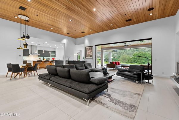 Dining room, Interior, Kitchen, Living room, Pendant Lights, Recessed Lighting, Wooden Ceilings