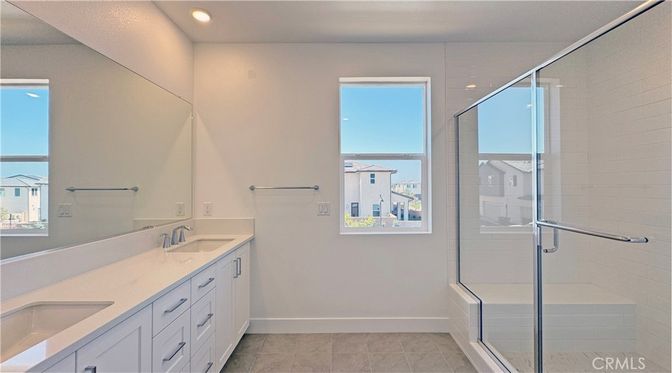 Bathroom, Dual Sink Vanities, Glass Shower, Interior, Recessed Lighting