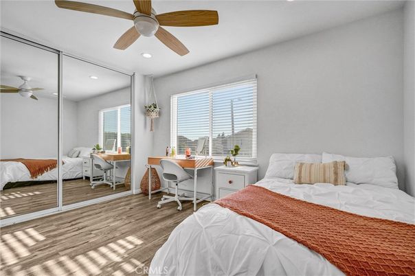 Bedroom, Home Office, Interior, Recessed Lighting, Wood Texture Flooring