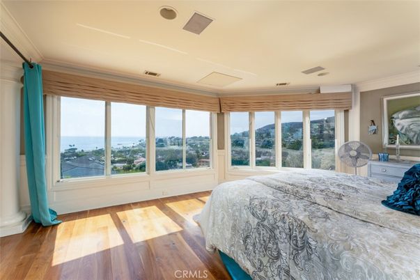 Bedroom, Interior, Recessed Lighting, Water, Wood Texture Flooring