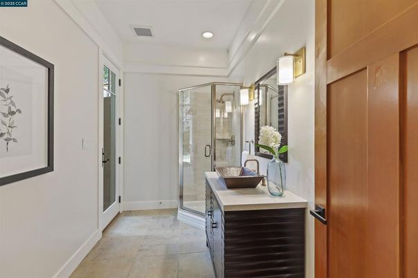 Bathroom, Glass Shower, Interior, Recessed Lighting