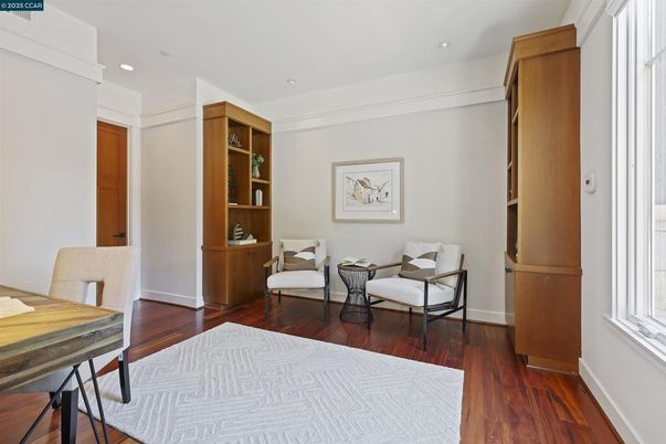 Home Office, Interior, Recessed Lighting, Wood Texture Flooring