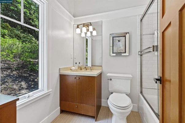 Bathroom, Glass Shower, Interior, Wood Texture Flooring