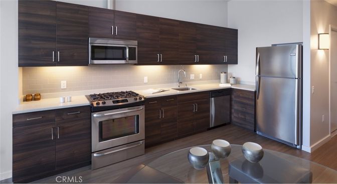 Interior, Kitchen, Stainless Steel Appliances, Wood Texture Flooring