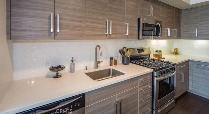 Interior, Kitchen, Stainless Steel Appliances, Wood Texture Flooring