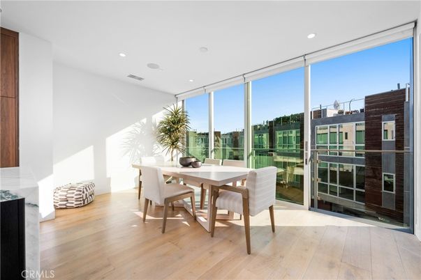 Dining room, Interior, Recessed Lighting, Wood Texture Flooring