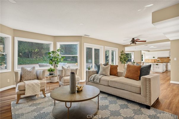 Interior, Kitchen, Living room, Recessed Lighting, Wood Texture Flooring