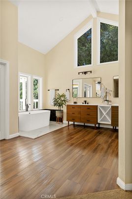 Bathroom, Free Standing Baths, Interior, Wood Texture Flooring