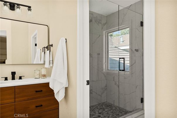 Bathroom, Glass Shower, Interior, Marble Walls
