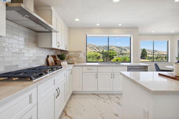 Interior, Kitchen, Marble, Recessed Lighting, Stone Walls