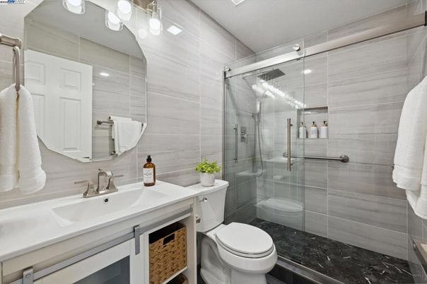 Bathroom, Glass Shower, Interior, Recessed Lighting