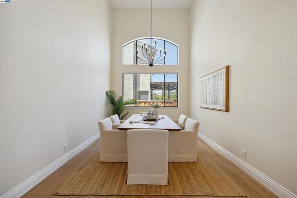 Chandelier, Dining room, Interior, Pendant Lights, Wood Texture Flooring