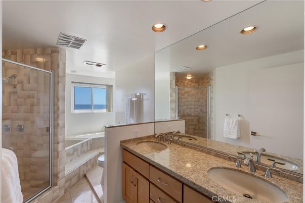 Bathroom, Dual Sink Vanities, Glass Shower, Interior, Recessed Lighting