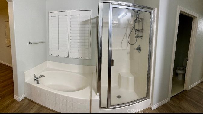 Bathroom, Glass Shower, Interior, Wood Texture Flooring