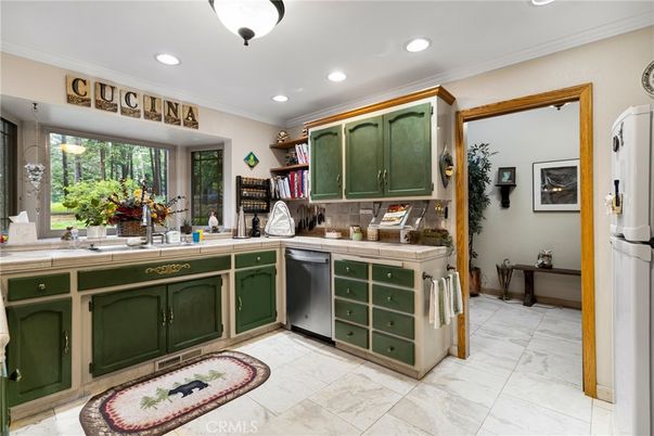 Interior, Kitchen, Recessed Lighting, Tile Countertops