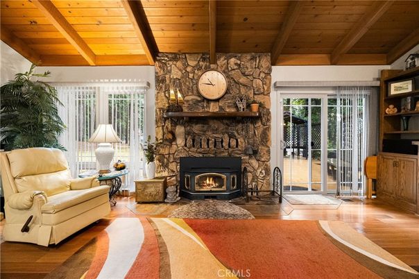 Fireplace, Interior, Stone Walls, Wooden Beams, Wooden Ceilings, Wood Texture Flooring