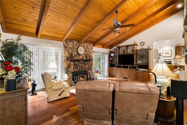 Fireplace, Interior, Living room, Stone Walls, Wooden Beams, Wooden Ceilings, Wood Texture Flooring